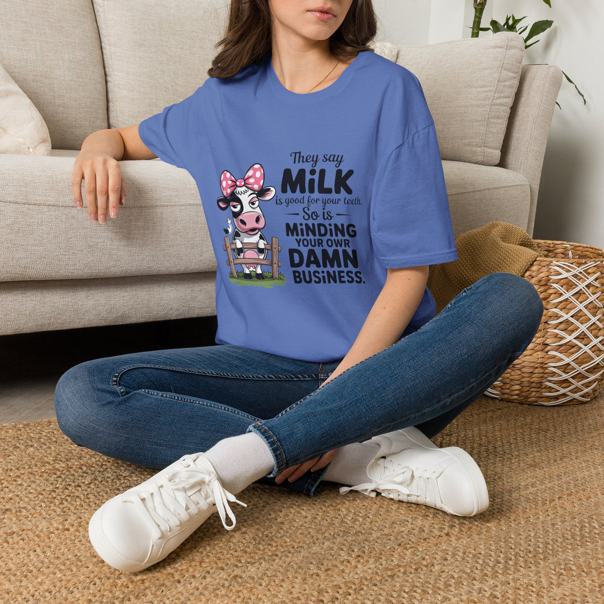 They Say Milk Is Good For Your Teeth - Funny Cow T-Shirt