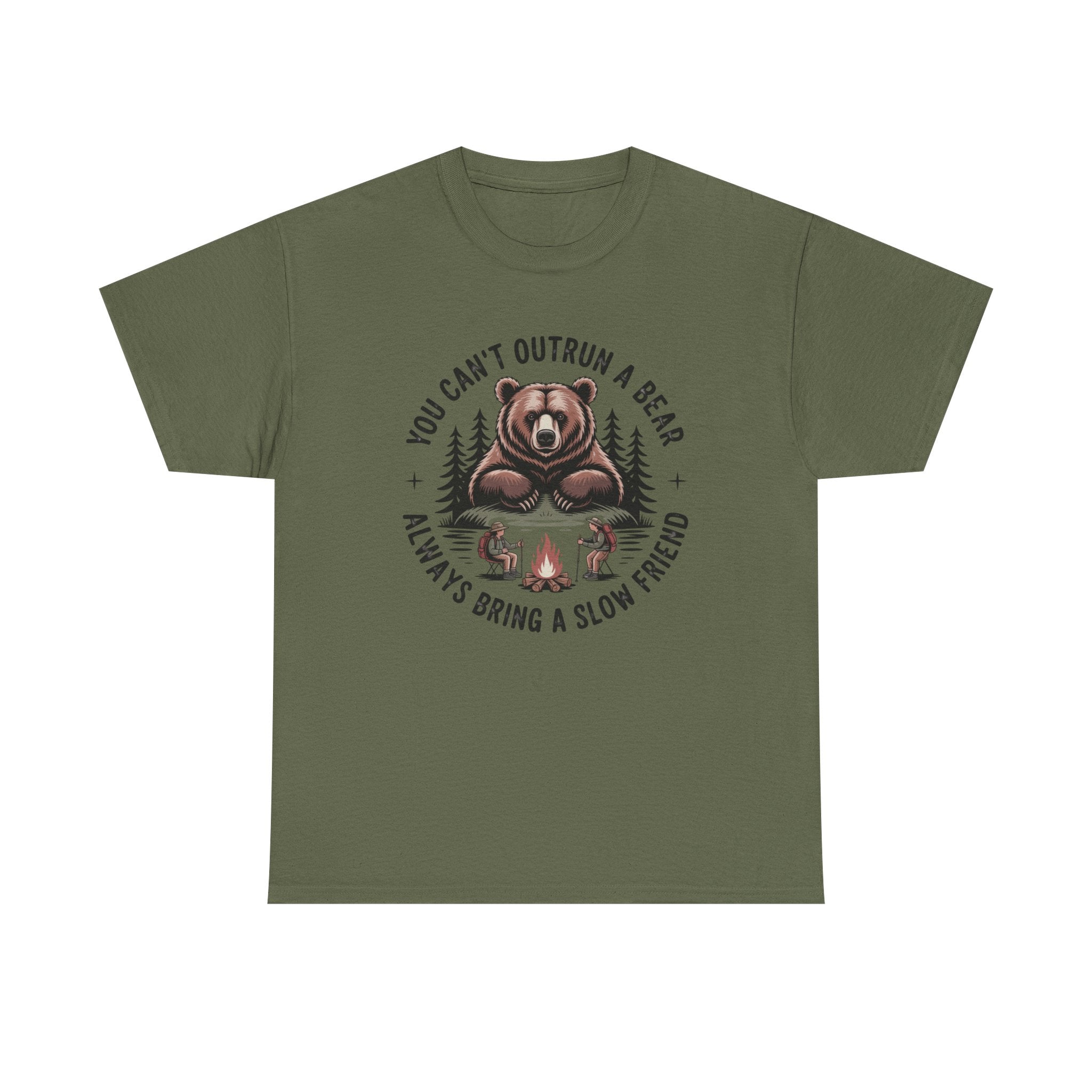 Bear Campfire T‑Shirt — "You Can't Outrun a Bear, Always Bring a Slow Friend" Camping Tee