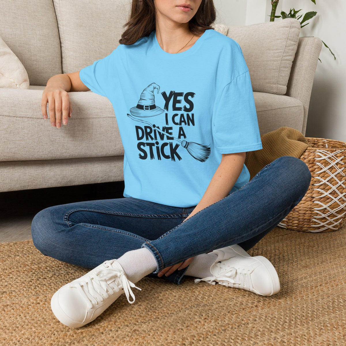 Witch Hat Tee - "Yes I Can Drive a Stick" Halloween T-Shirt