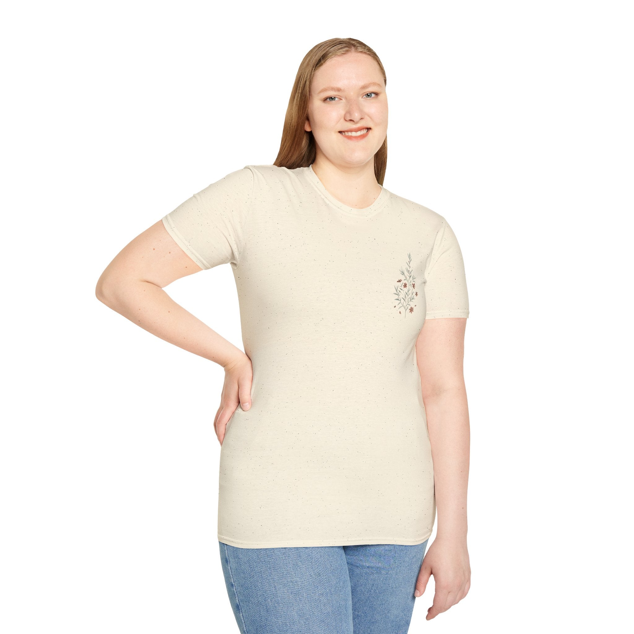 Floral Corner Tee — Minimal Wildflower Pocket T‑Shirt