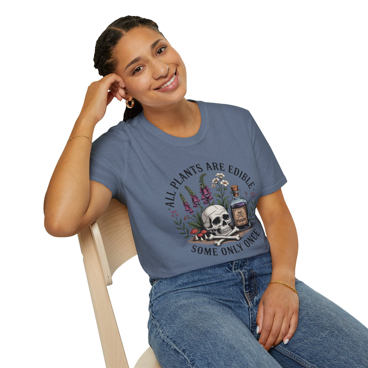 All Plants Are Edible T-Shirt — Botanical Skull & Apothecary Graphic Tee