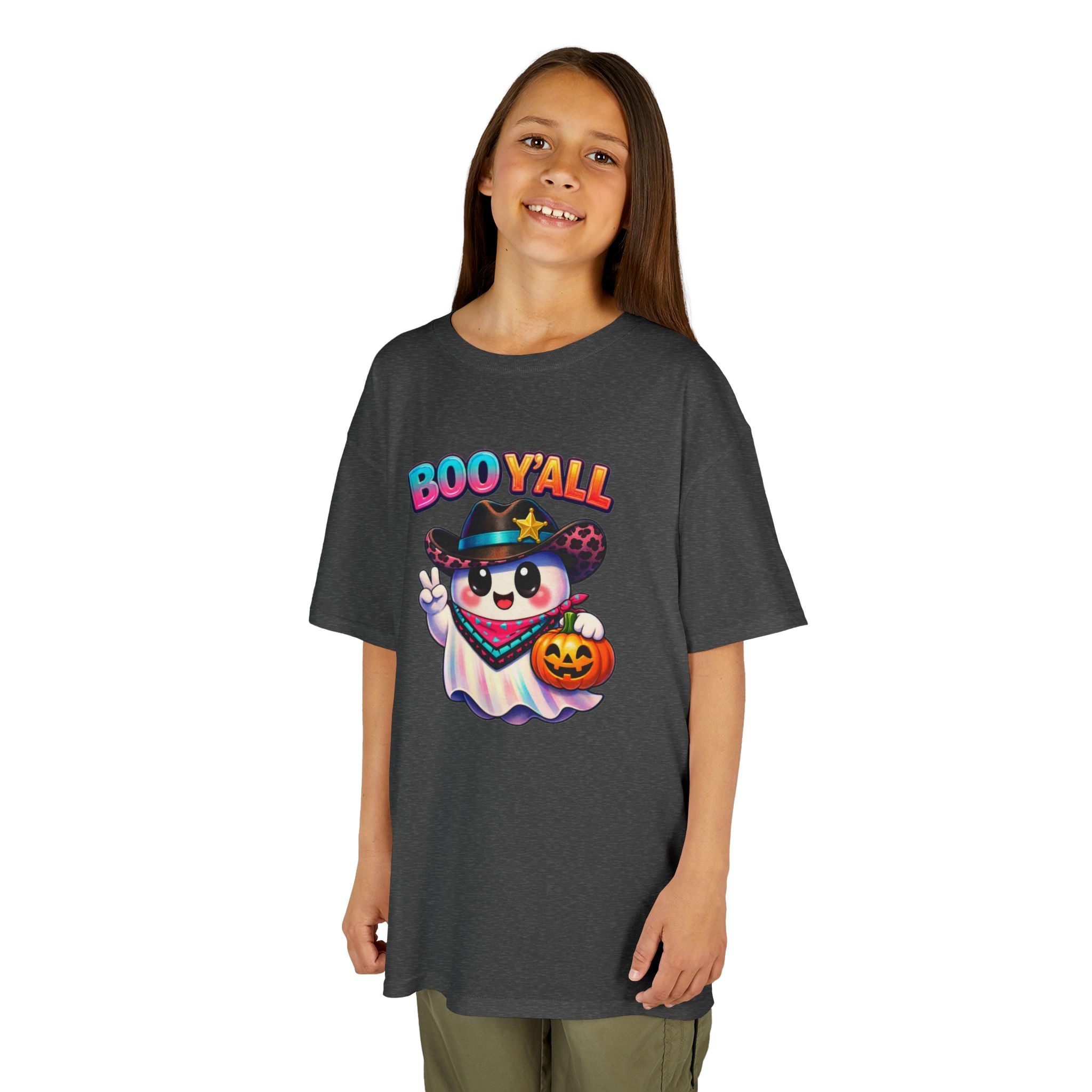 Kids Tee — 'Boo Y'all' Ghost Cowboy Halloween Shirt