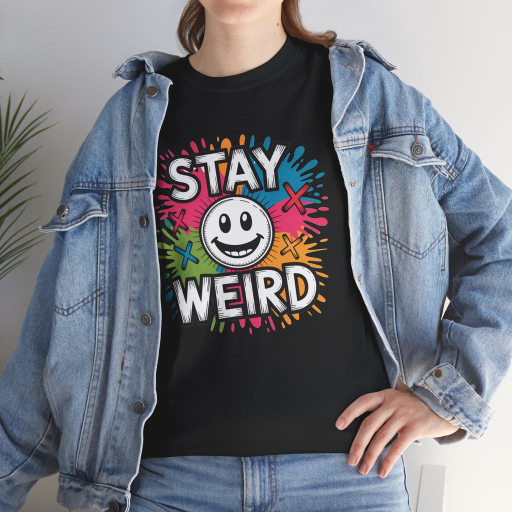 Stay Weird T-Shirt – Colorful Smiley Graphic Tee