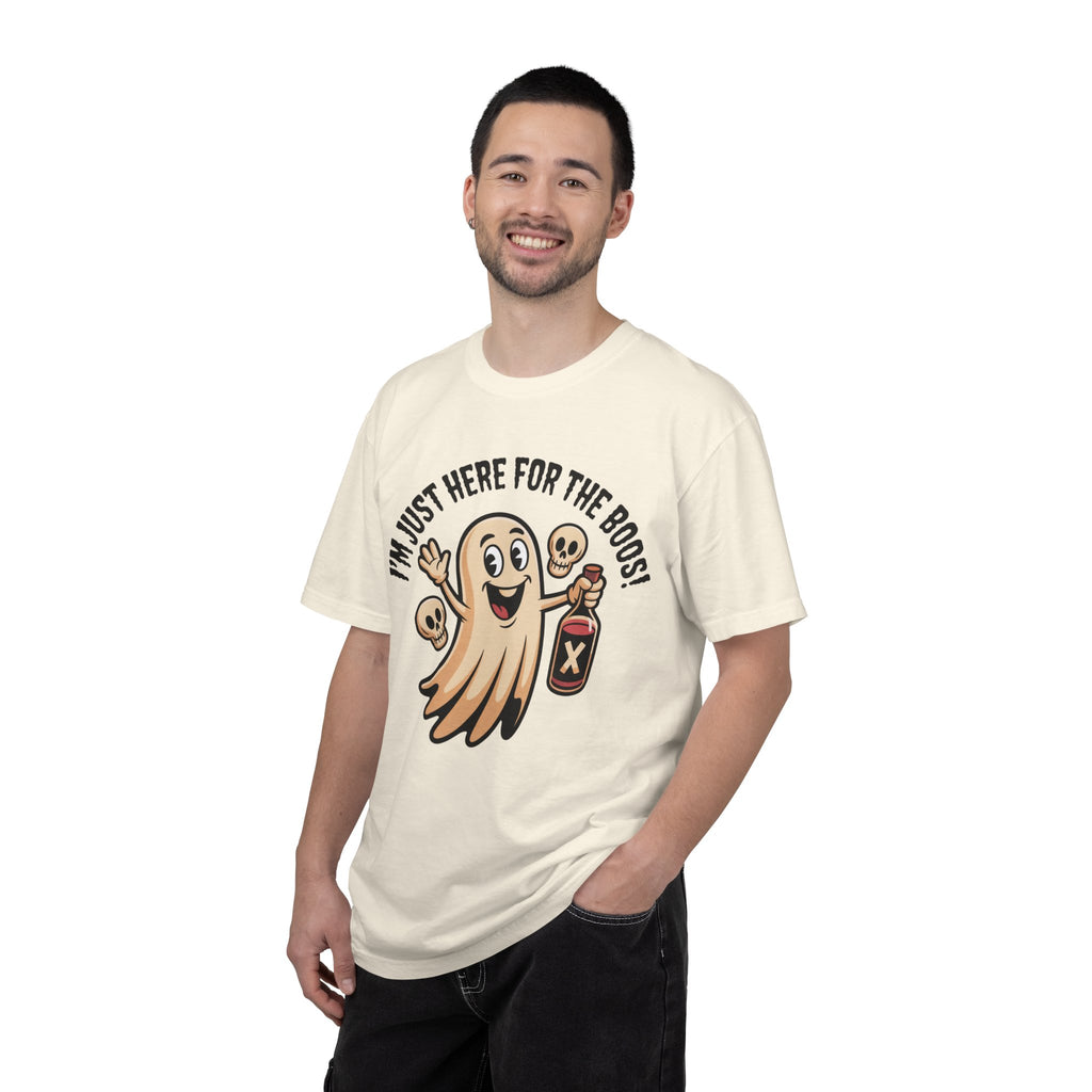 Halloween Ghost T‑Shirt — "I'm Just Here for the Boos!" Funny Party Tee