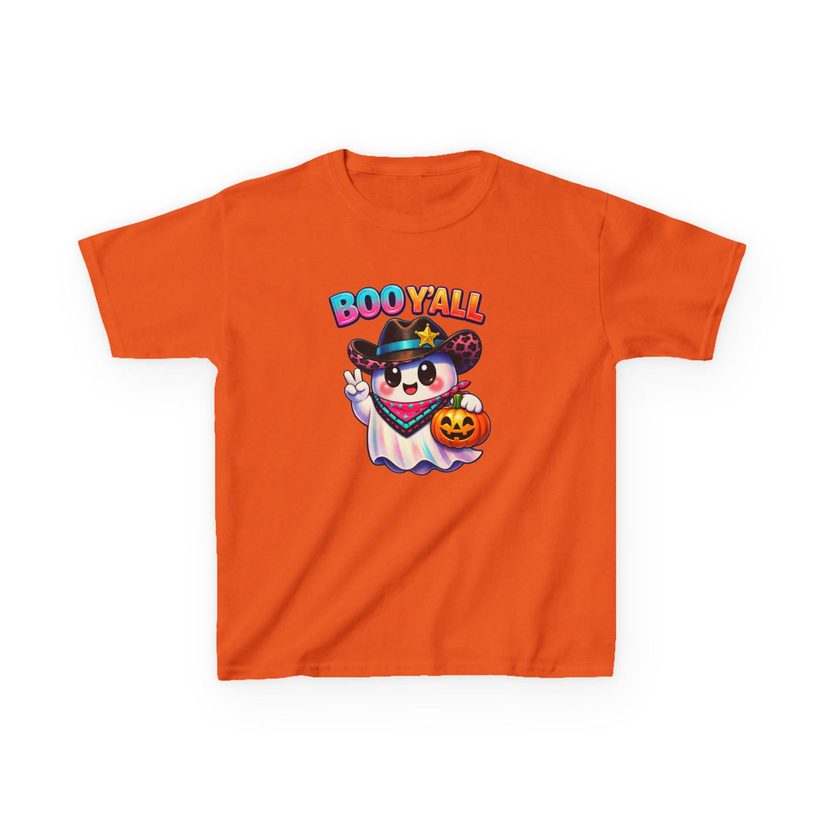 Kids Tee — 'Boo Y'all' Ghost Cowboy Halloween Shirt