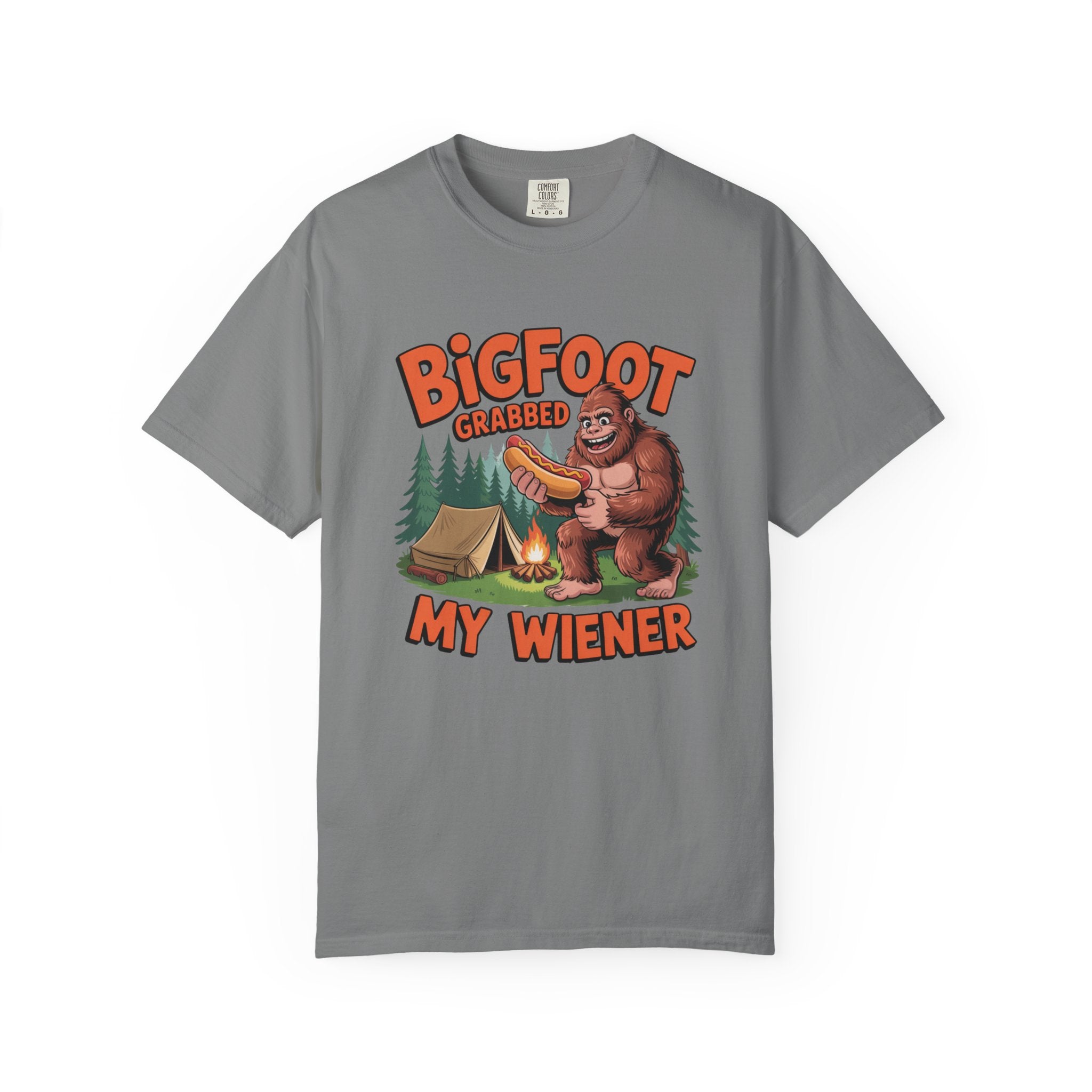 Bigfoot Grabbed My Wiener T-Shirt — Funny Camping Sasquatch Tee