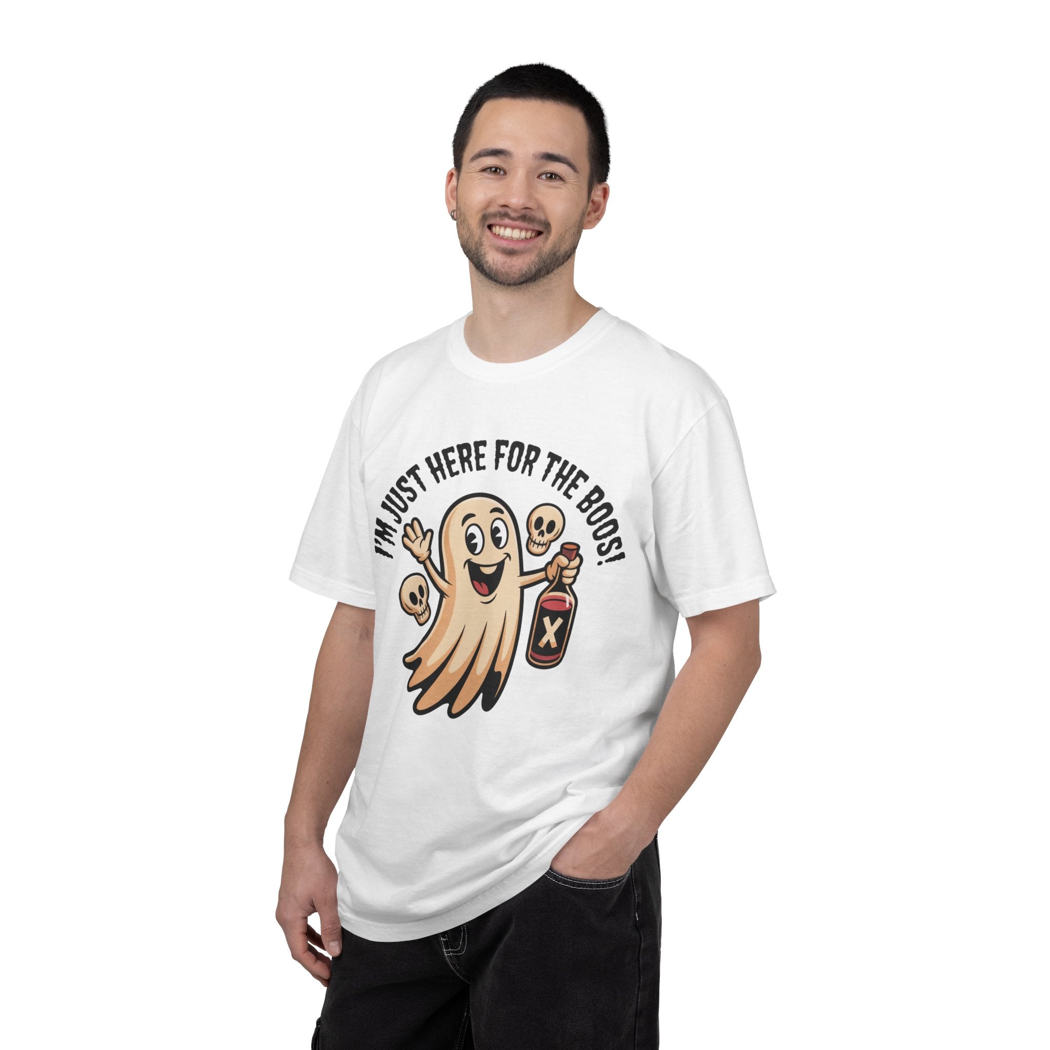 Halloween Ghost T‑Shirt — "I'm Just Here for the Boos!" Funny Party Tee