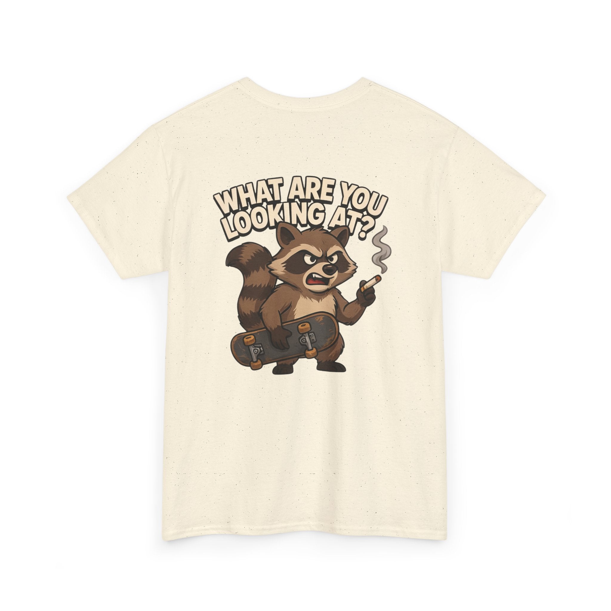 Graphic Tee — "What Are You Looking At?" Raccoon Illustration T-Shirt