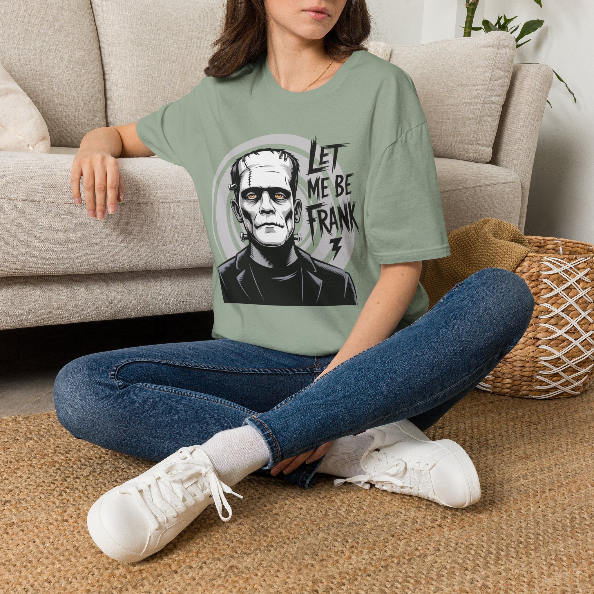 Frankenstein Monster Graphic T-Shirt — "Let Me Be Frank" Halloween Tee