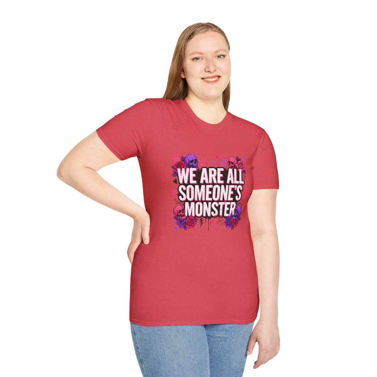 We Are All Someone's Monster T-Shirt — Goth Floral Skull Graphic Tee