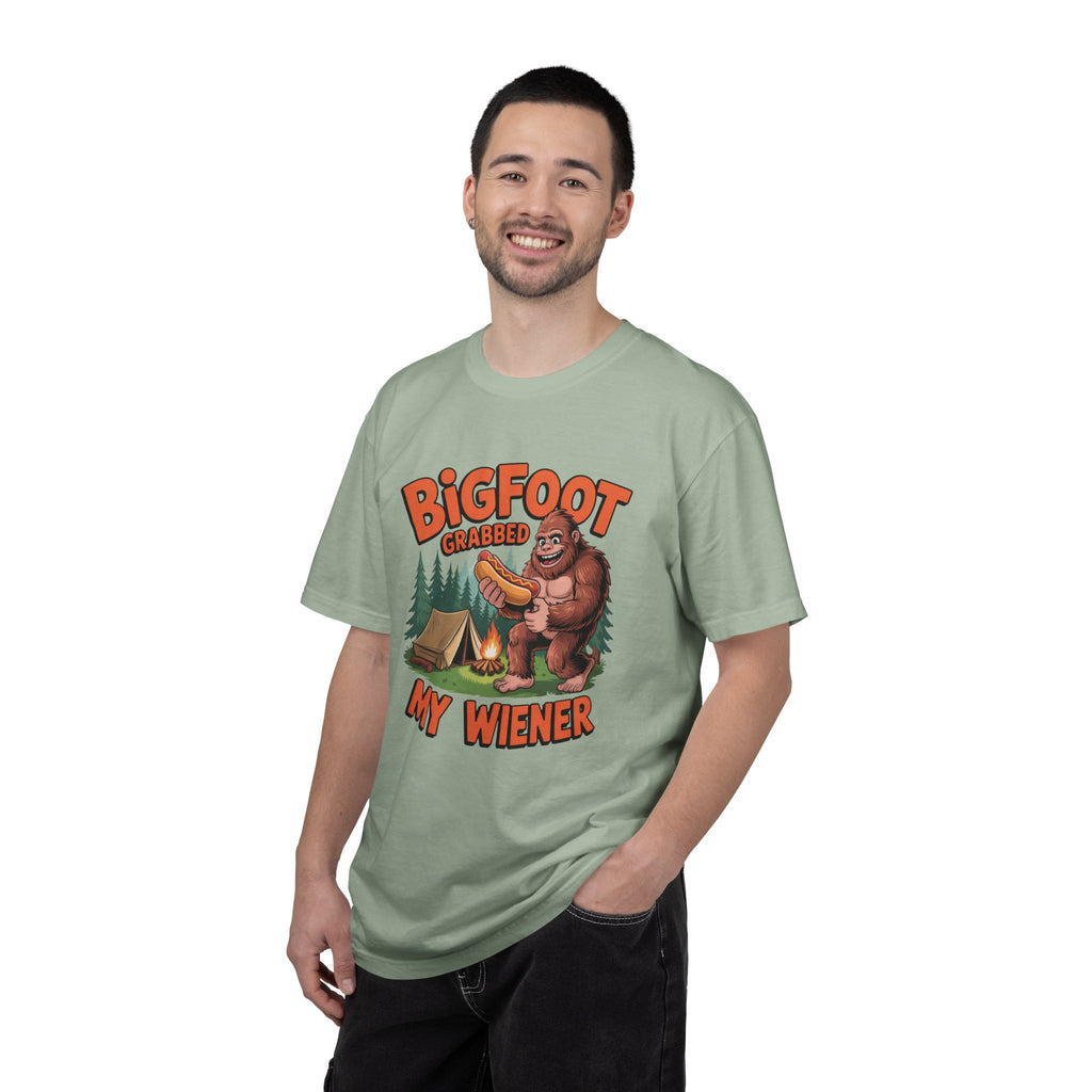 Bigfoot Grabbed My Wiener T-Shirt — Funny Camping Sasquatch Tee