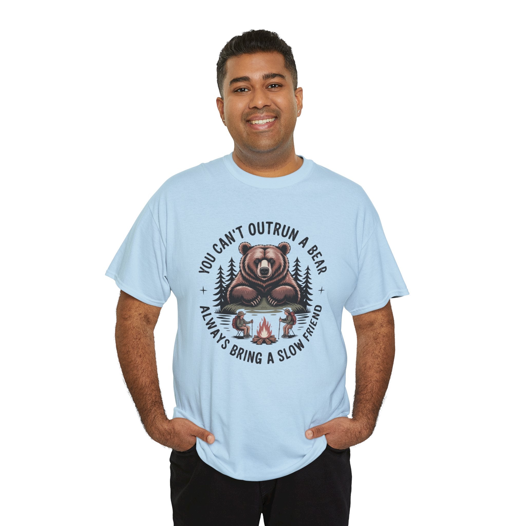 Bear Campfire T‑Shirt — "You Can't Outrun a Bear, Always Bring a Slow Friend" Camping Tee