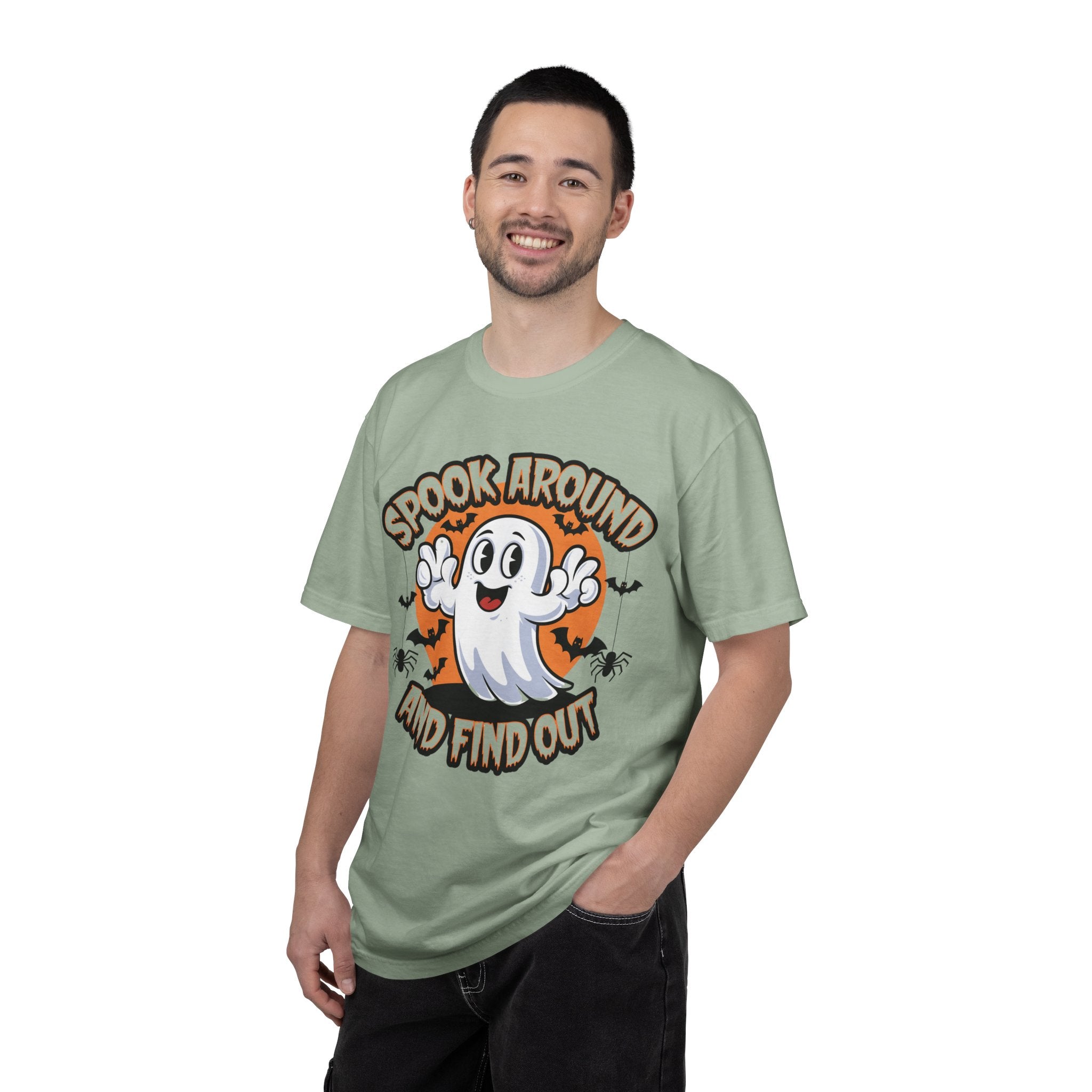 Halloween Ghost T-Shirt — “Spook Around and Find Out” Cute Retro Graphic Tee