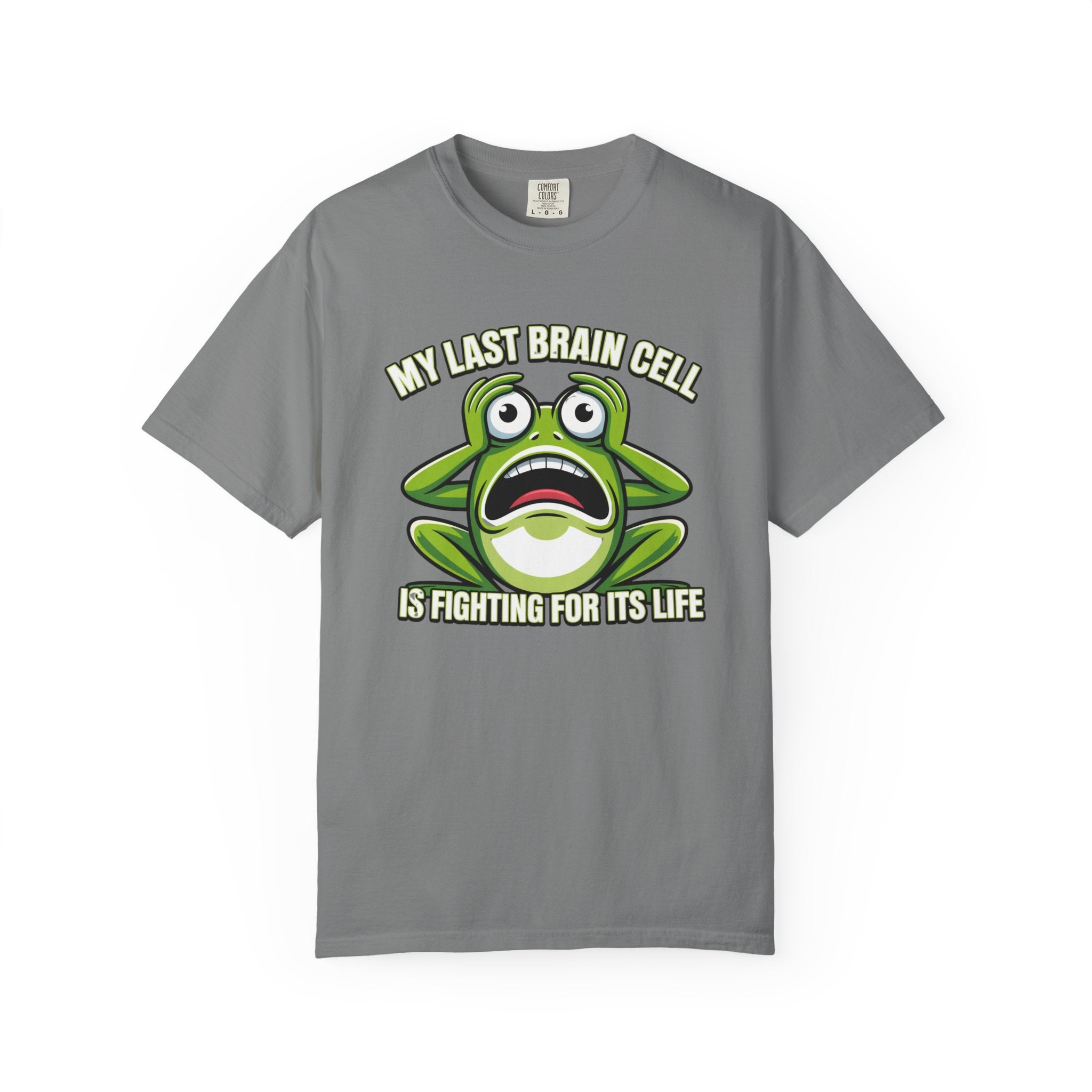 Funny Frog Graphic T-Shirt — My Last Brain Cell Is Fighting For Its Life Humor Gift Tee for Women