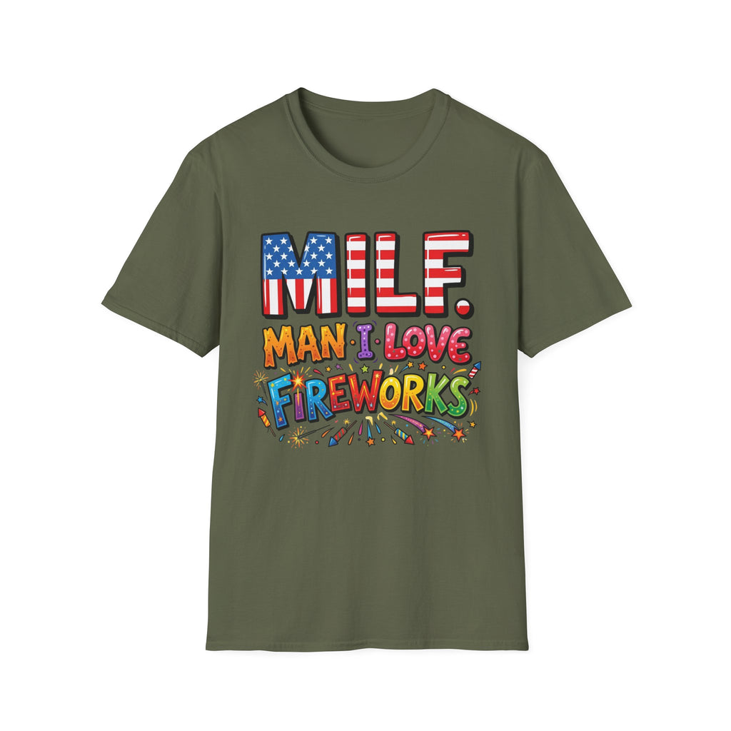 T-Shirt — "MILF. Man I Love fireworks" Patriotic Fireworks Graphic Tee