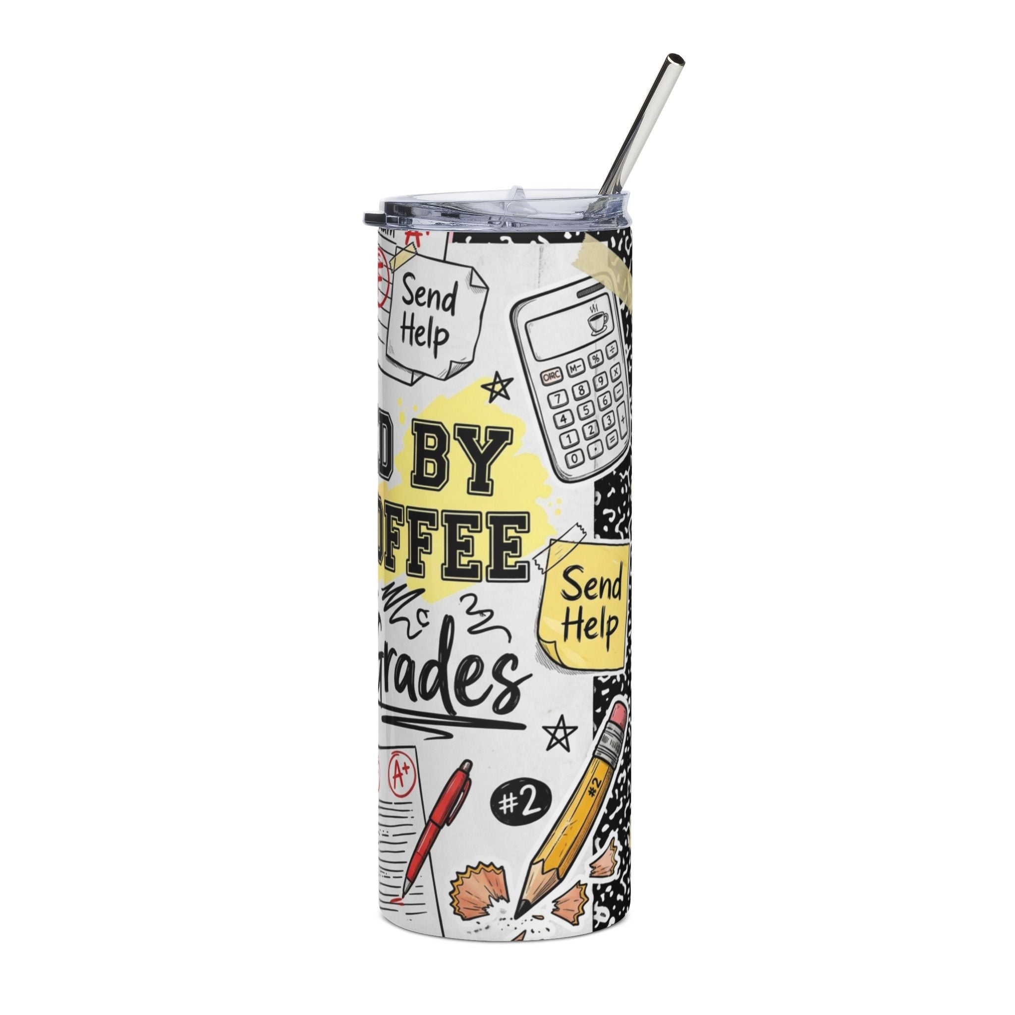 Funny Student 20oz Stainless Steel Tumbler — Fueled By Iced Coffee Exams & Good Grades Gift Travel Cup