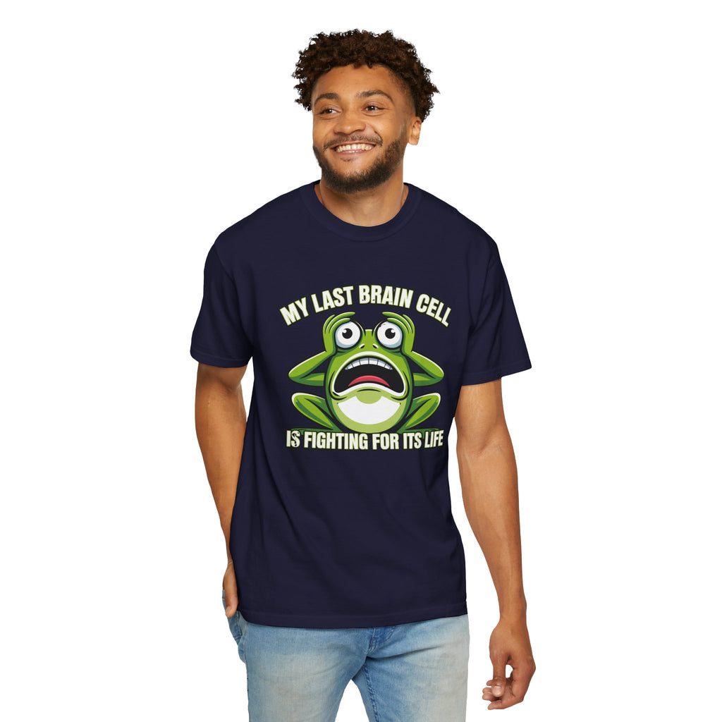 Funny Frog Graphic T-Shirt — My Last Brain Cell Is Fighting For Its Life Humor Gift Tee for Women