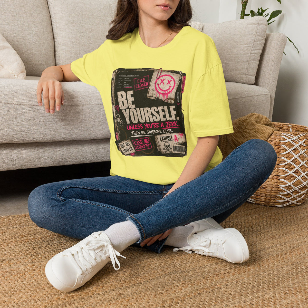 T‑Shirt — 'Be Yourself' Vintage Grunge Graphic Tee (Be Yourself, Unless You’re a Jerk)