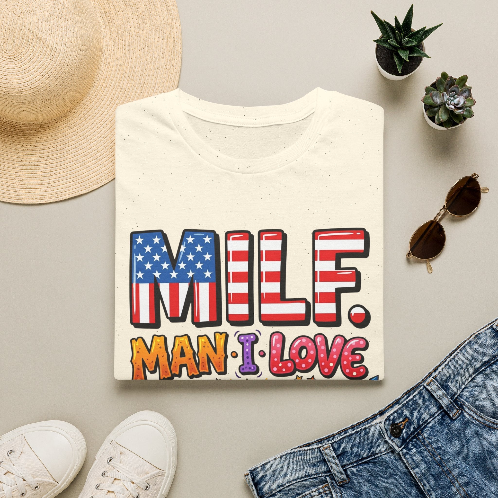 T-Shirt — "MILF. Man I Love fireworks" Patriotic Fireworks Graphic Tee