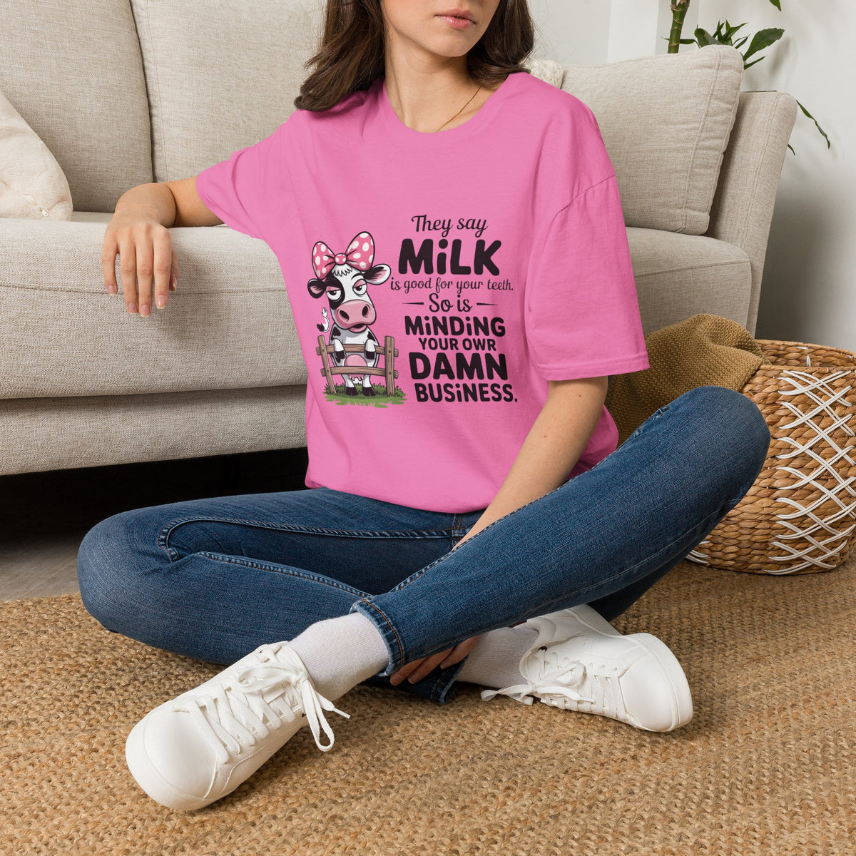 They Say Milk Is Good For Your Teeth - Funny Cow T-Shirt