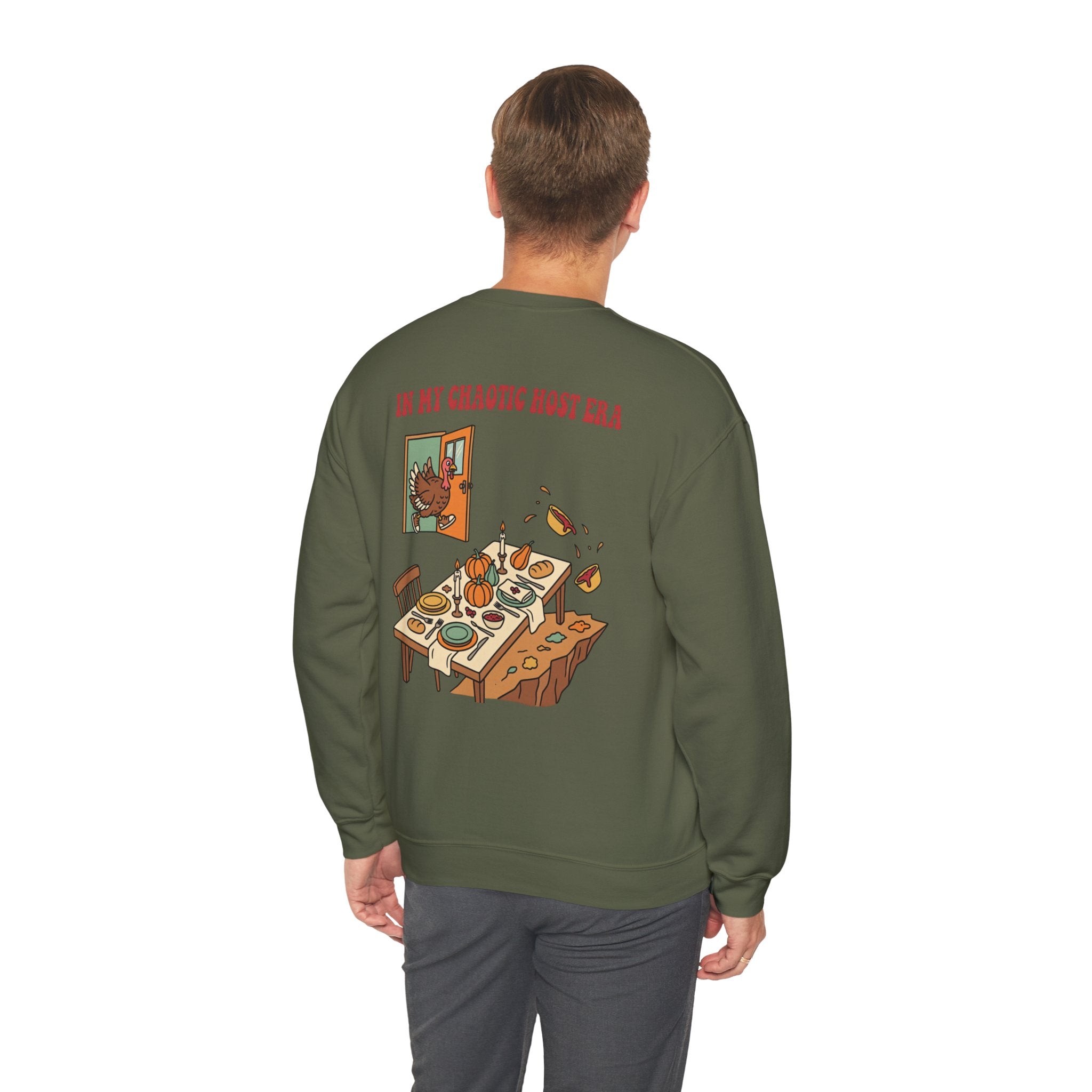Funny Thanksgiving Host Crewneck Sweatshirt — My Table Seats 6 My Anxiety Seats 12 Gift Pullover
