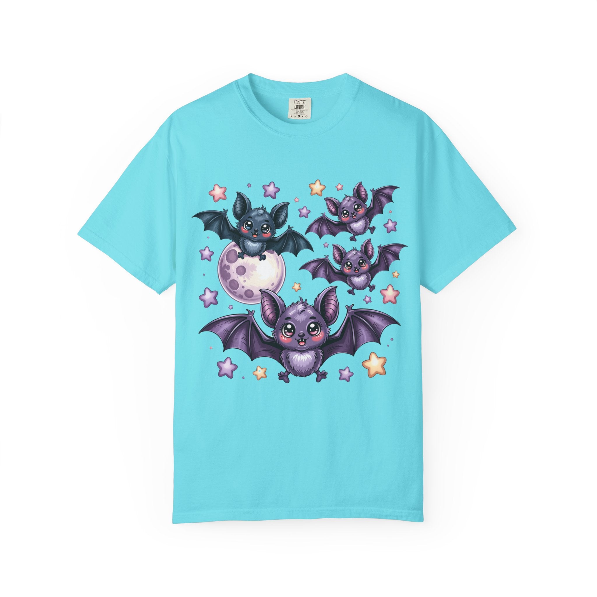 Cute Purple Bats T-Shirt — Kawaii Night Moon & Stars Tee