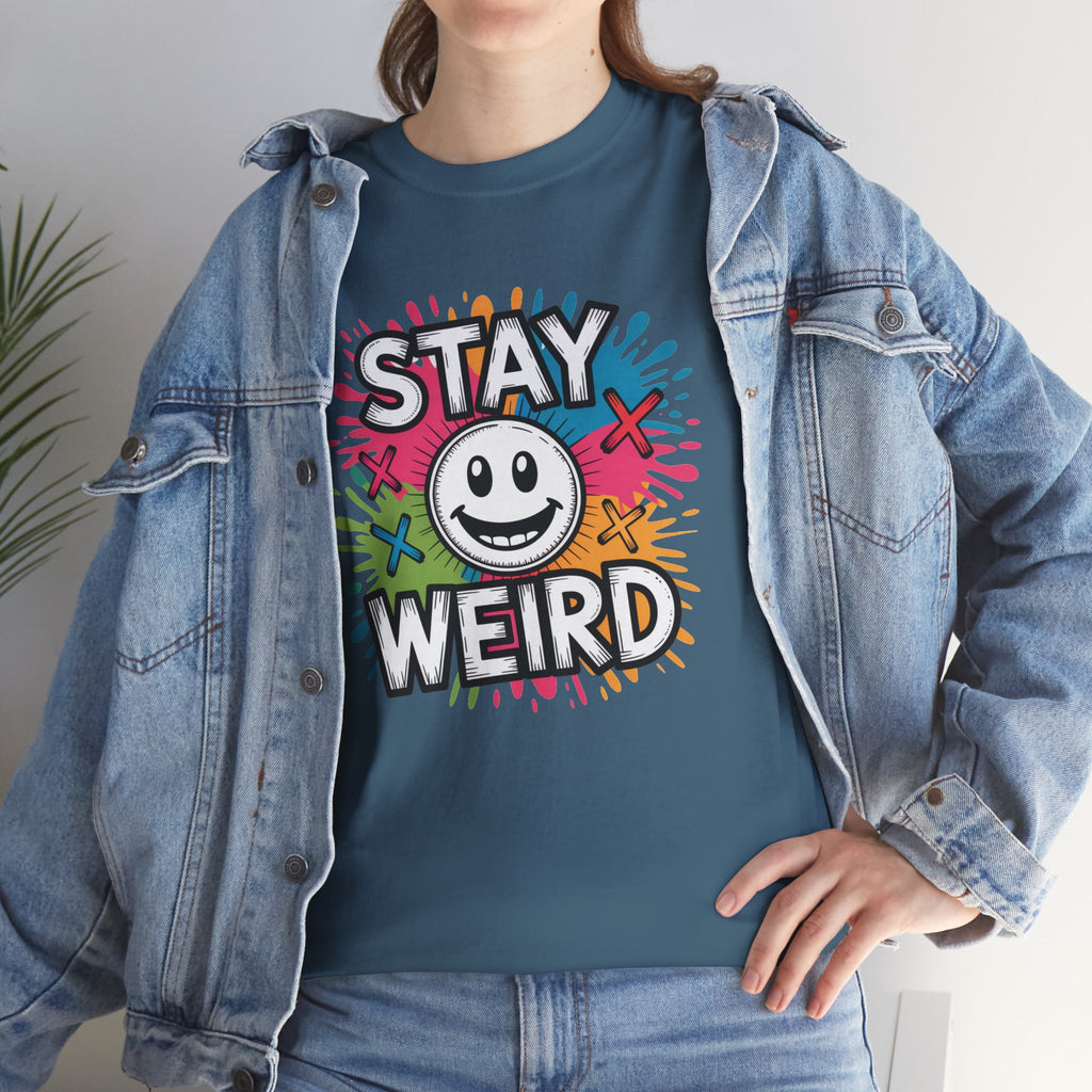 Stay Weird T-Shirt – Colorful Smiley Graphic Tee