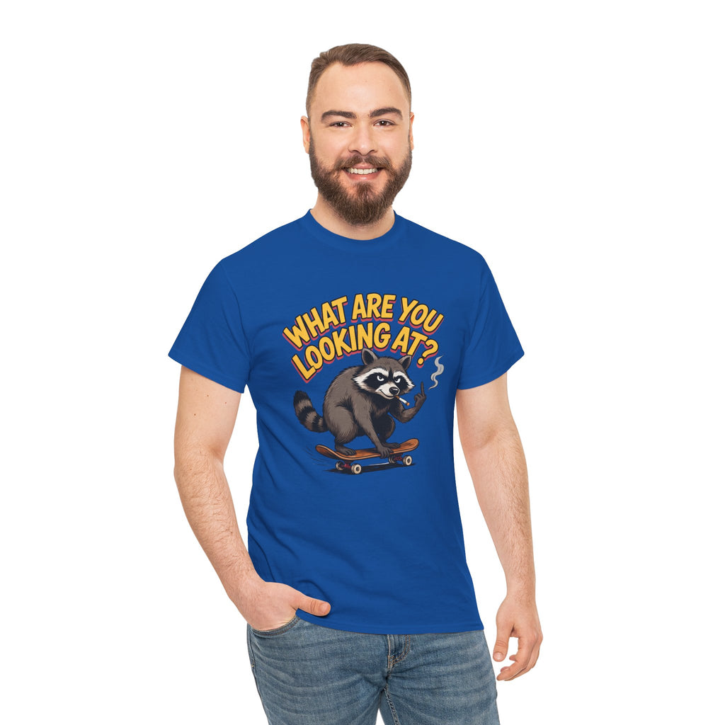 Funny Raccoon Graphic T-Shirt — What Are You Looking At Skater Humor Gift Tee
