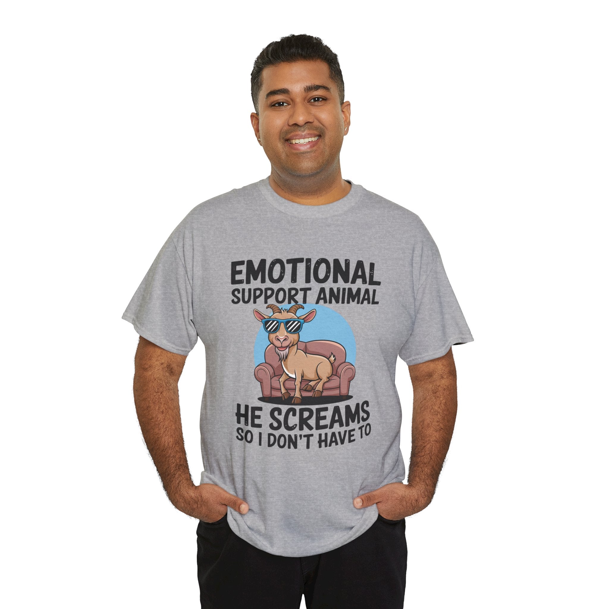 Funny Goat T-Shirt — He Screams So I Don't Have To Emotional Support Animal Gift Tee