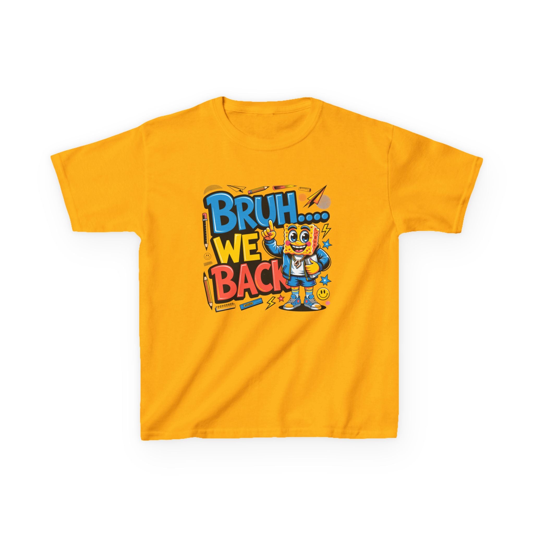 Kids Tee — "Bruh... We Back" Cartoon Sponge Graphic
