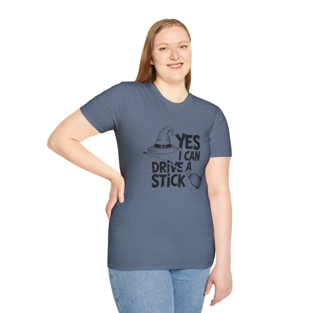 Witch Hat Tee - "Yes I Can Drive a Stick" Halloween T-Shirt
