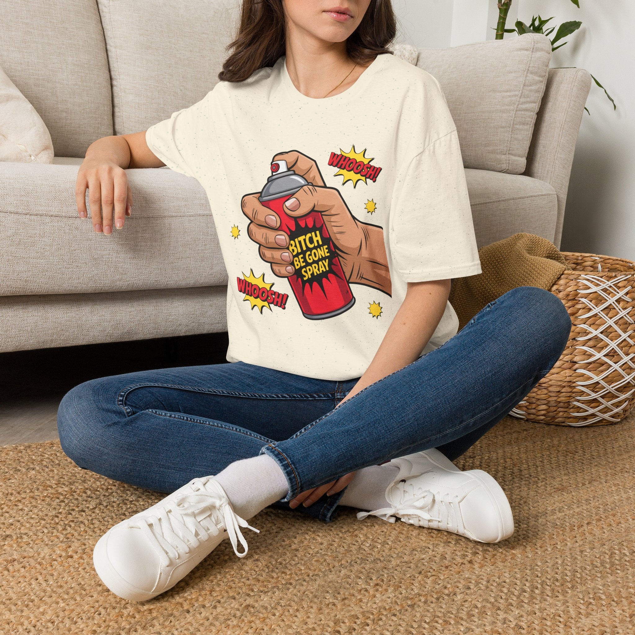 Funny 'Bitch, Be Gone' Spray T-Shirt — Pop Art Spray Can Graphic Tee