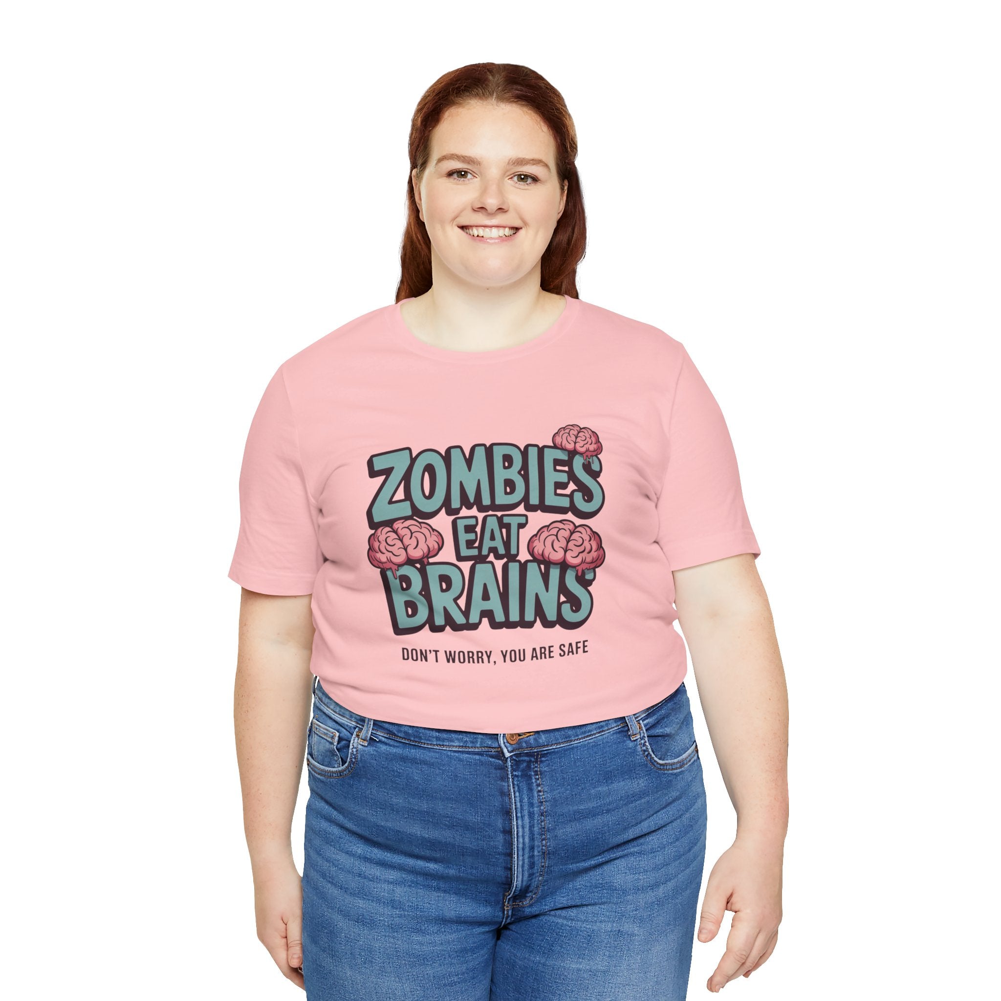 Zombies Eat Brains T‑Shirt — Funny Halloween Horror Tee ("Don't Worry, You Are Safe")