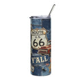 Route 66 Denim 20oz Stainless Steel Tumbler — Road Trip Travel Gift Cup for Travelers
