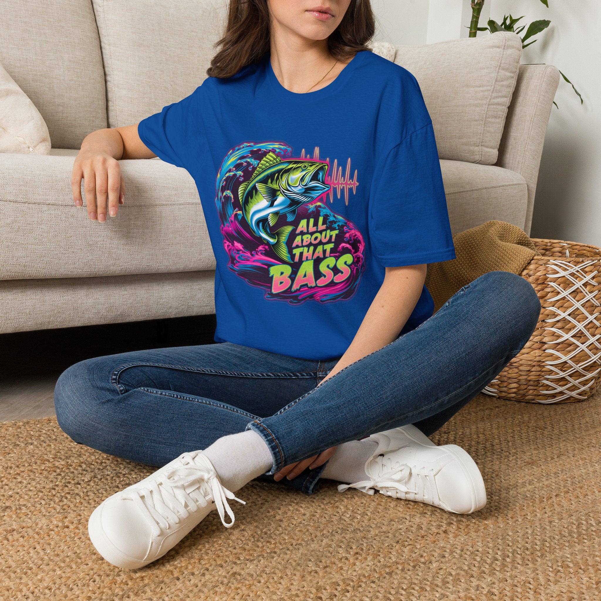 Bass Fishing T-Shirt — "All About That Bass" Retro Wave Graphic