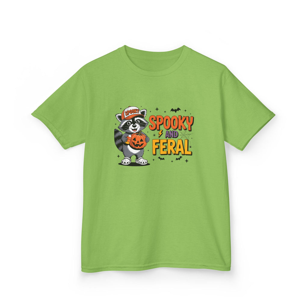 Kids Tee — "Spooky and Feral" Halloween Raccoon Pumpkin Shirt