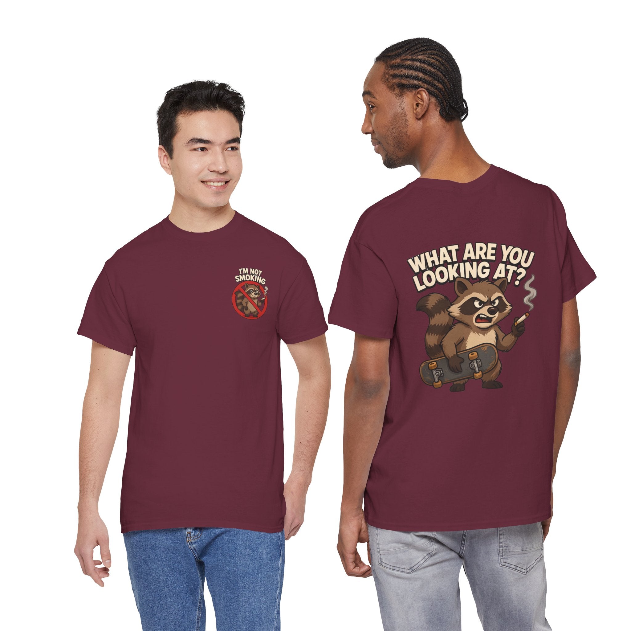 Graphic Tee — "What Are You Looking At?" Raccoon Illustration T-Shirt