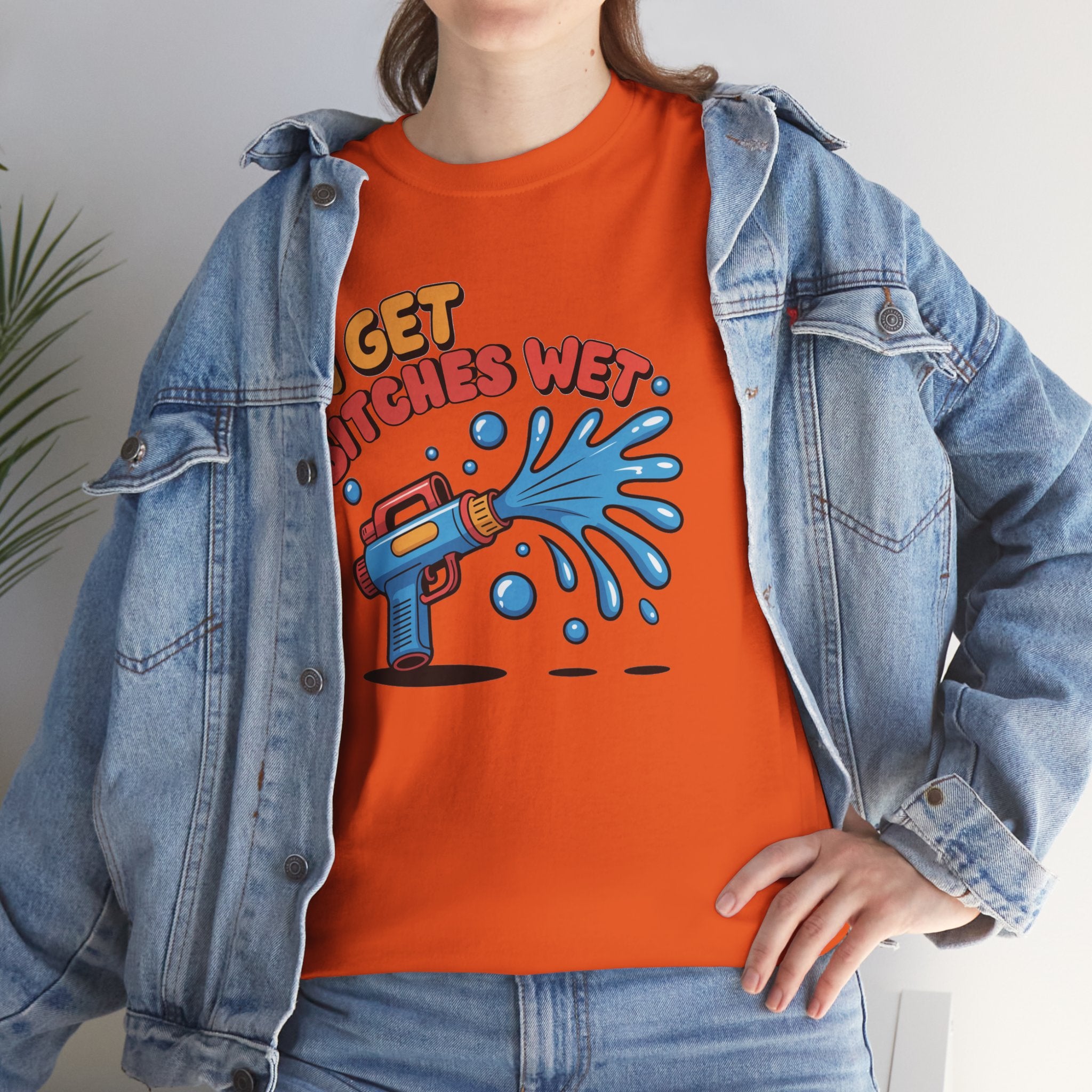 Water Gun Tee Adult Humor — "I Get Bitches Wet" Graphic Summer T-Shirt