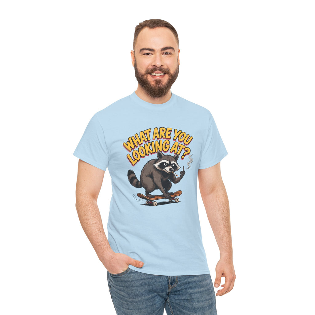 Funny Raccoon Graphic T-Shirt — What Are You Looking At Skater Humor Gift Tee