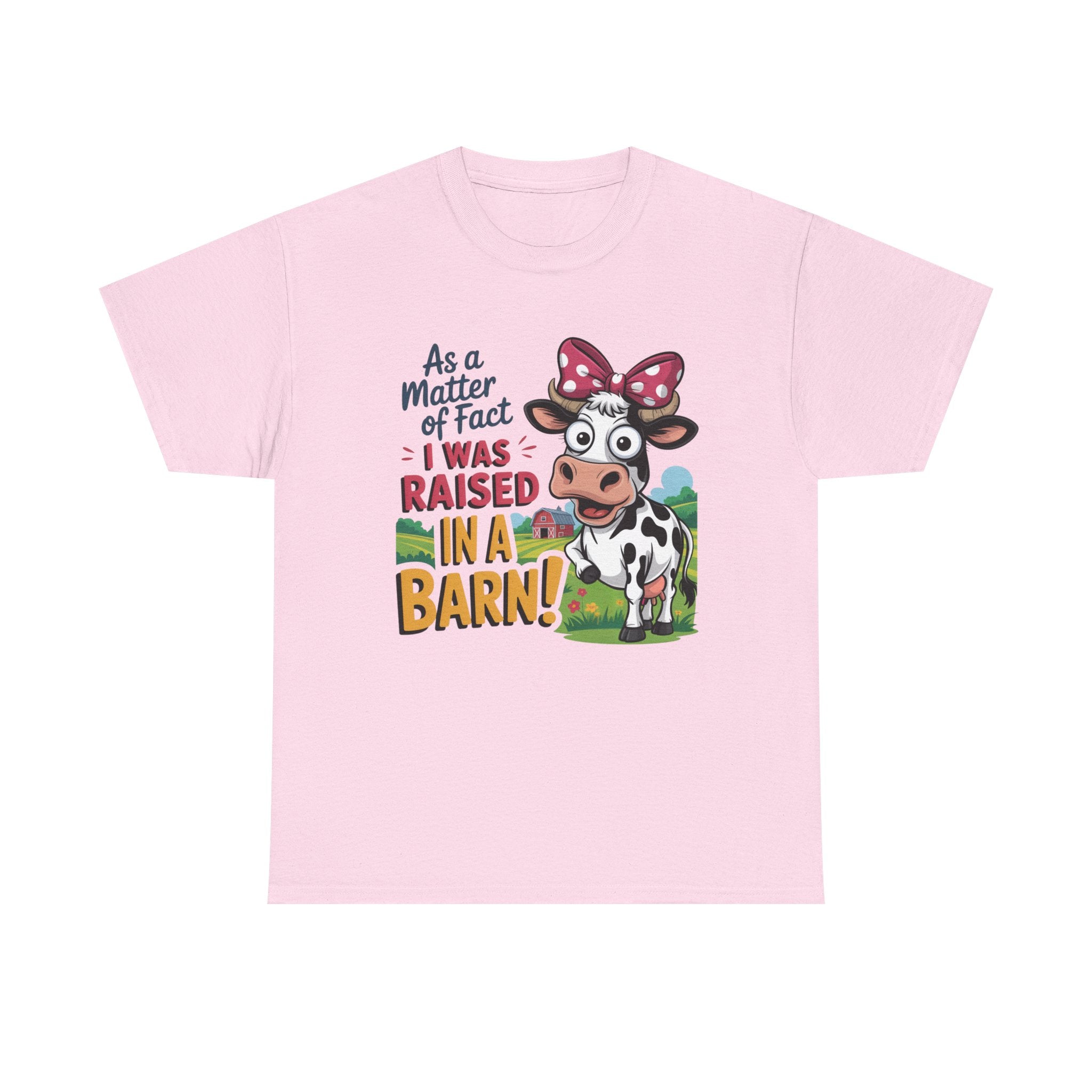 Raised in a Barn Cow Graphic Tee — Funny Farm Animal Shirt