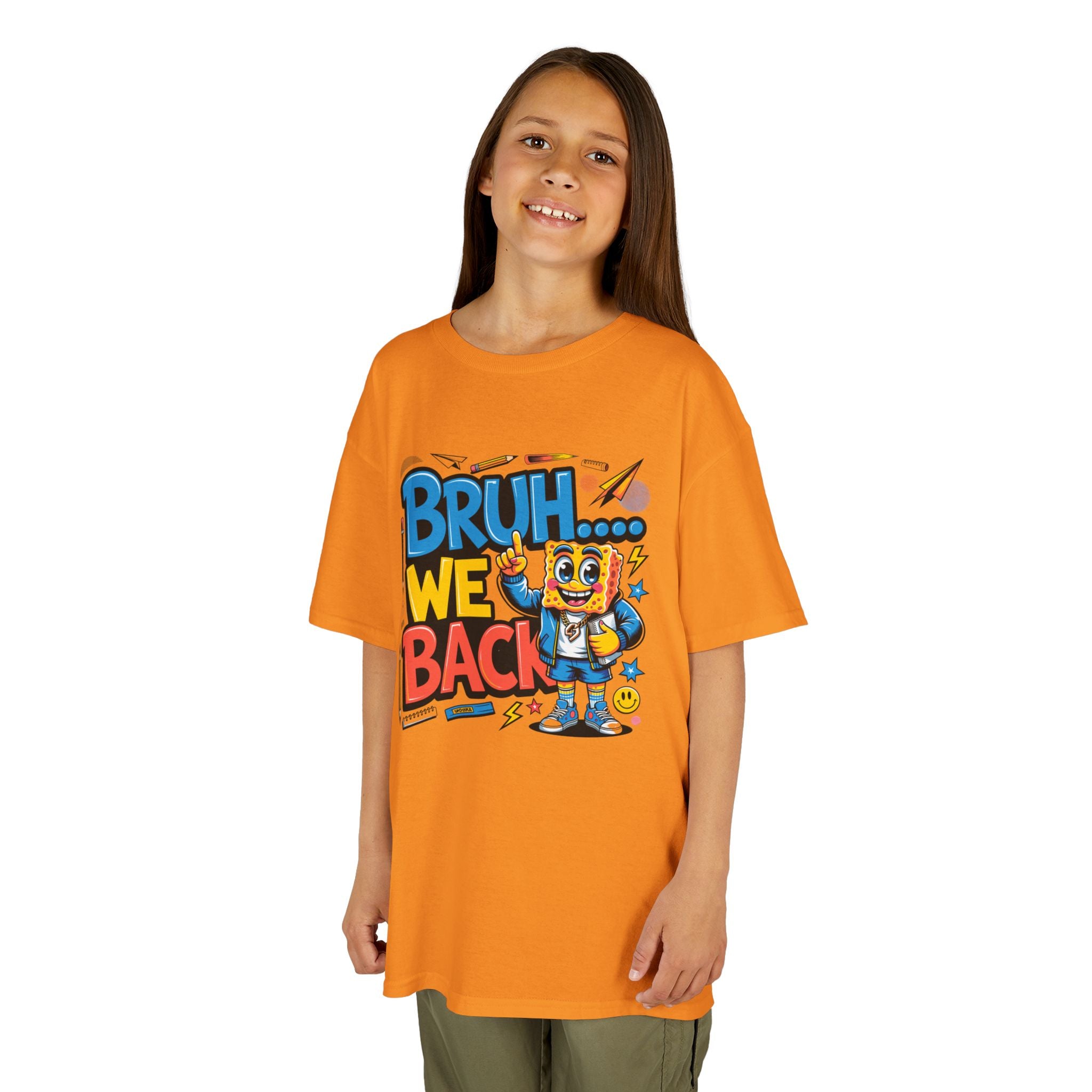 Kids Tee — "Bruh... We Back" Cartoon Sponge Graphic