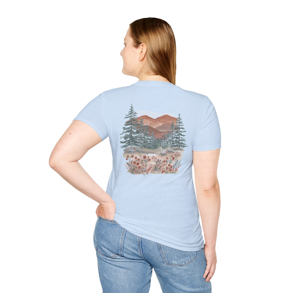 Floral Corner Tee — Minimal Wildflower Pocket T‑Shirt