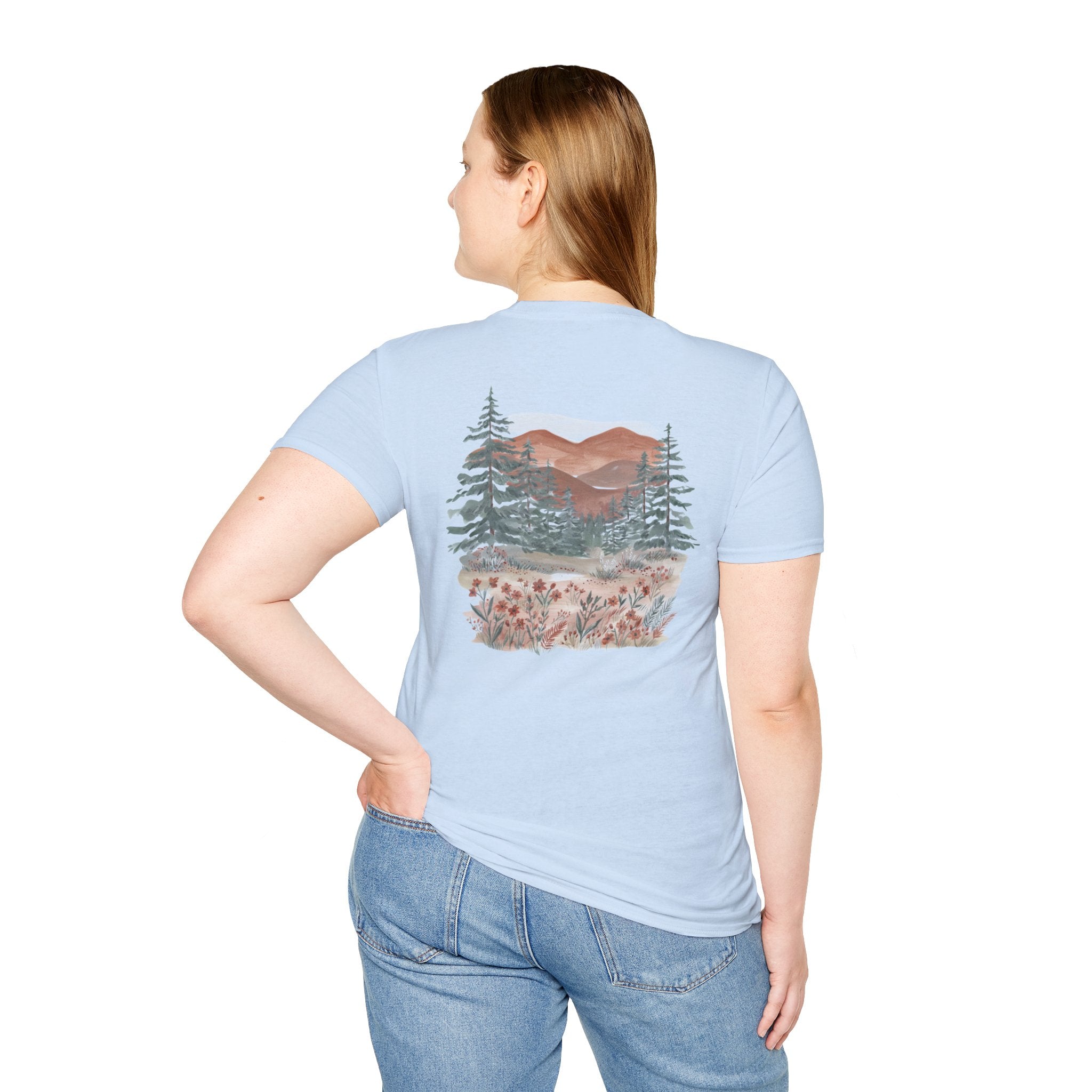 Floral Corner Tee — Minimal Wildflower Pocket T‑Shirt
