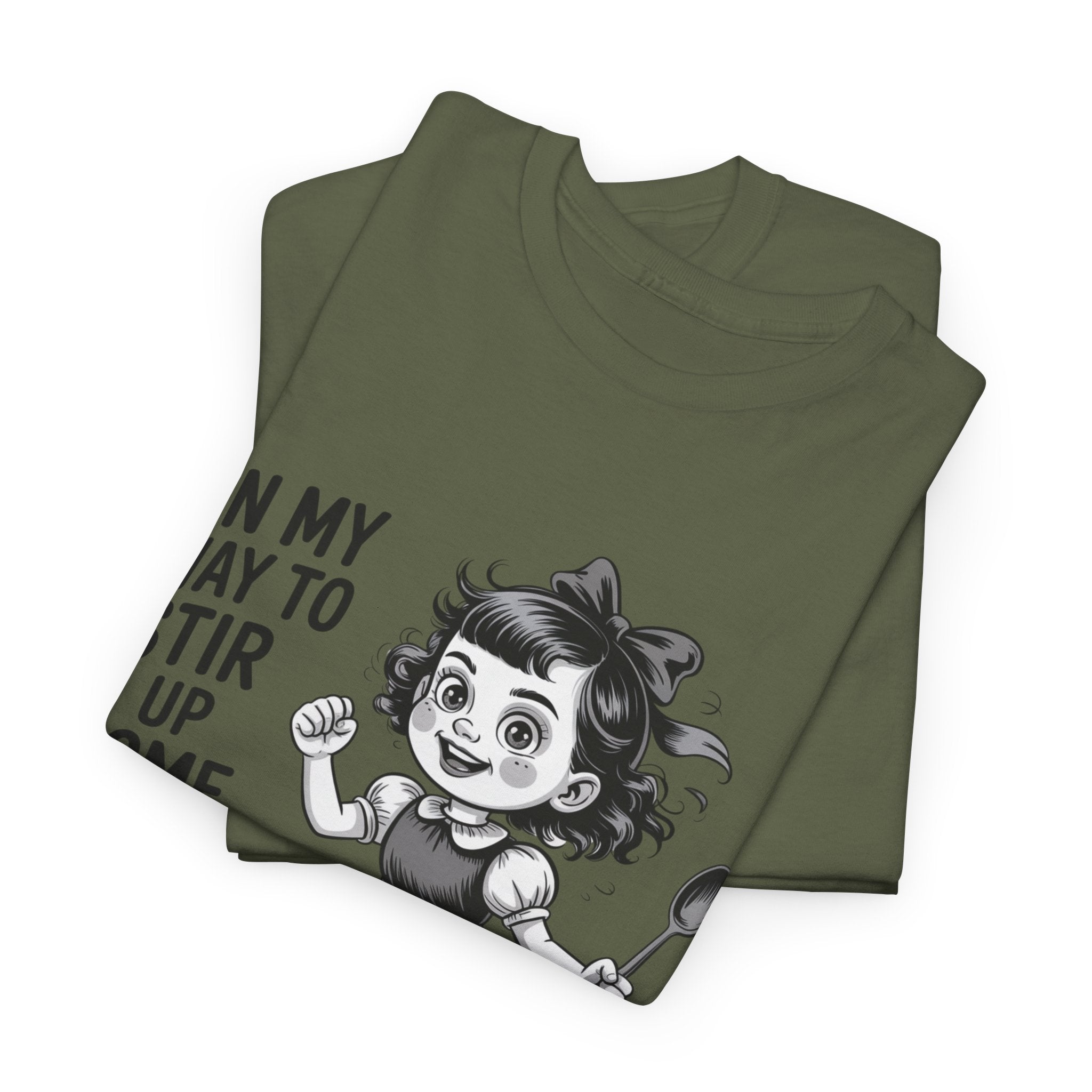 Stir Up Some Shit Tee — Retro Mischief Girl Graphic T-Shirt