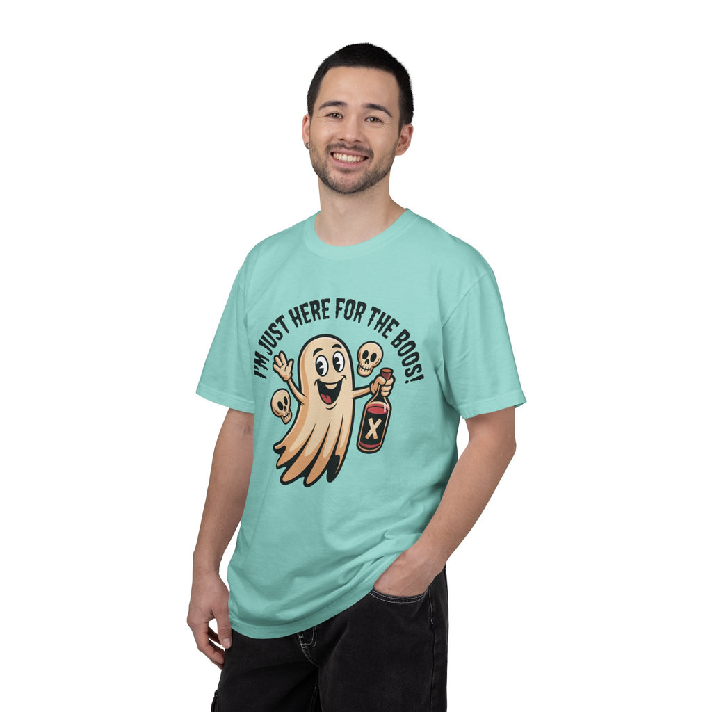 Halloween Ghost T‑Shirt — "I'm Just Here for the Boos!" Funny Party Tee