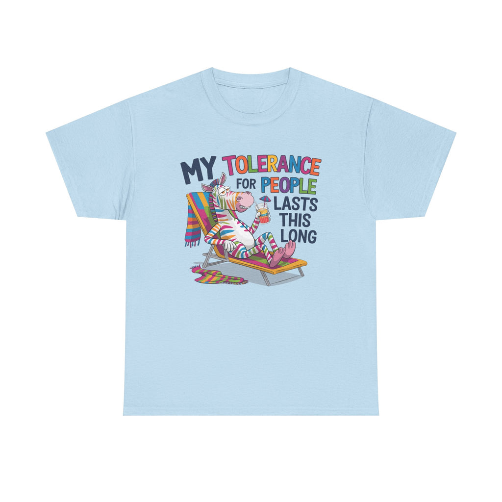 Funny Unicorn T-Shirt — “My Tolerance for People Lasts This Long” Graphic Tee