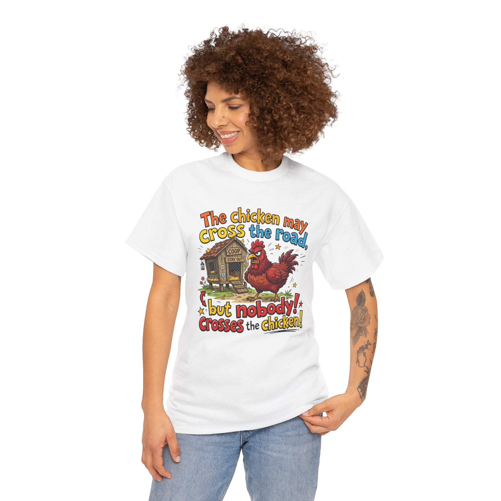 Funny Chicken Graphic T-Shirt — Nobody Crosses the Chicken Humor Gift Tee