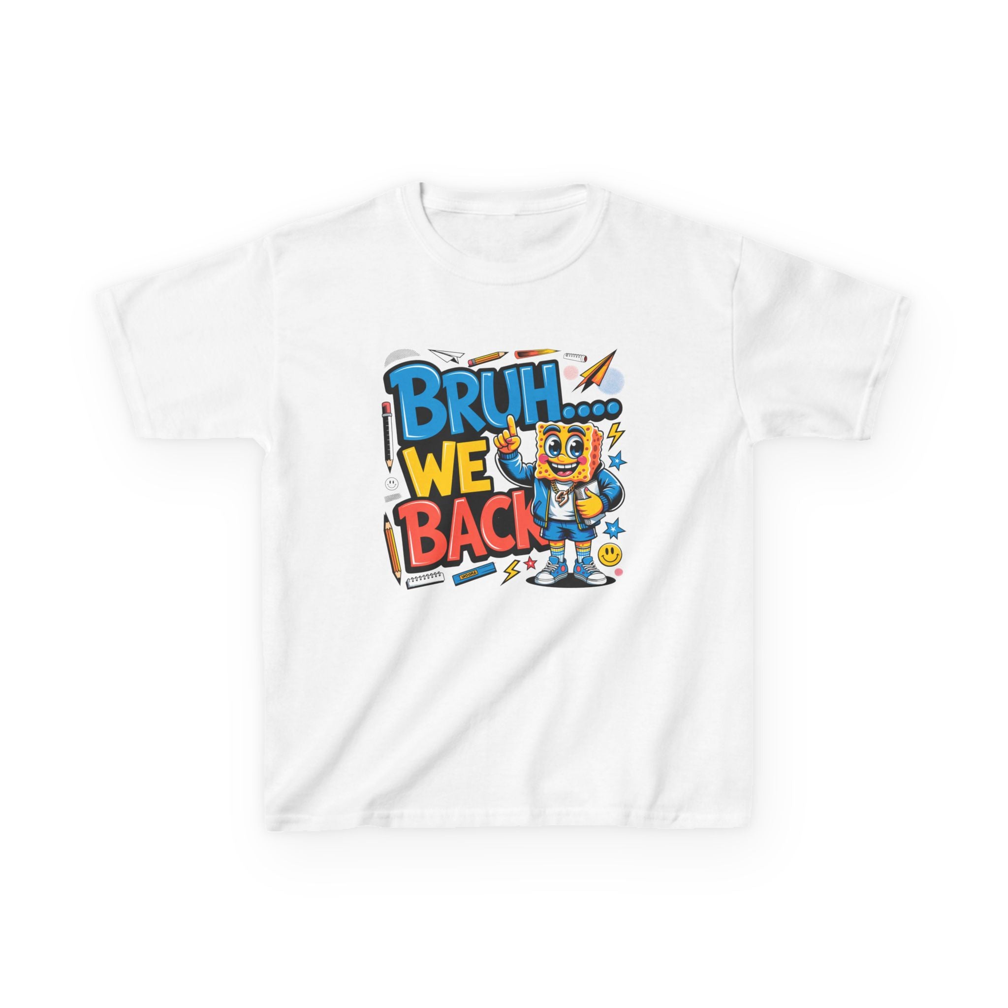 Kids Tee — "Bruh... We Back" Cartoon Sponge Graphic