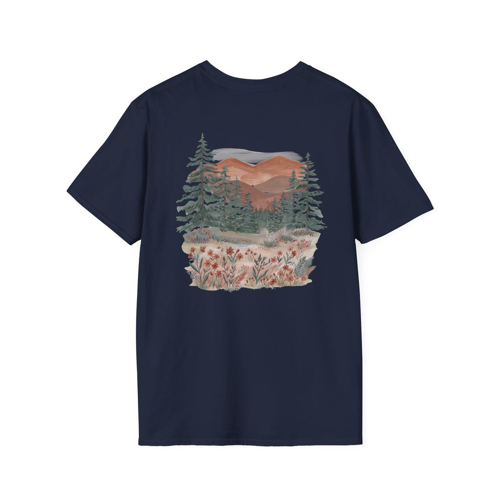 Floral Corner Tee — Minimal Wildflower Pocket T‑Shirt
