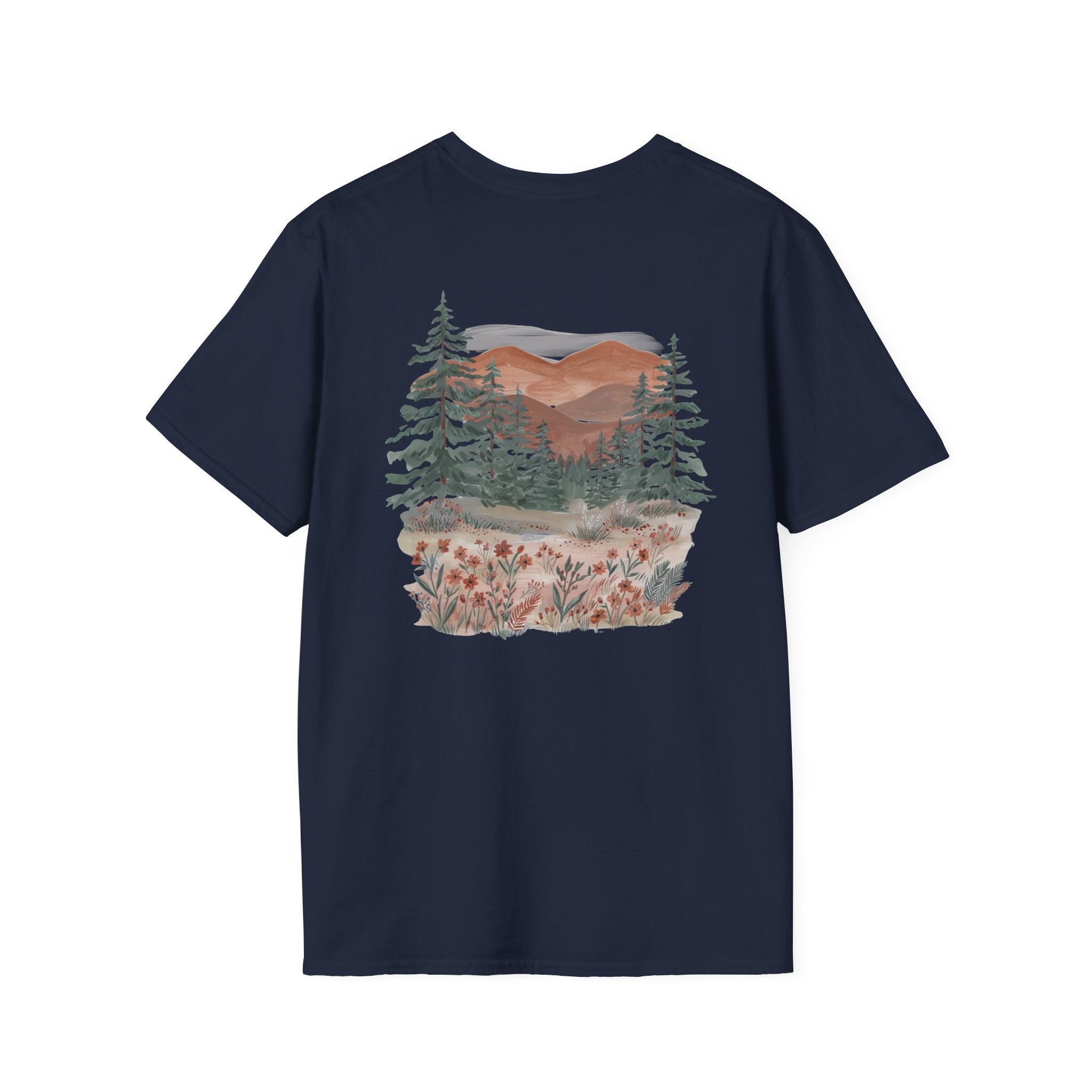 Floral Corner Tee — Minimal Wildflower Pocket T‑Shirt